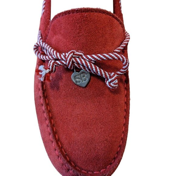 Sacoor Brothers Womens Suede Driving Loafer Shoes Size US 6.5 EU 37 Slip On Red - Picture 5 of 10